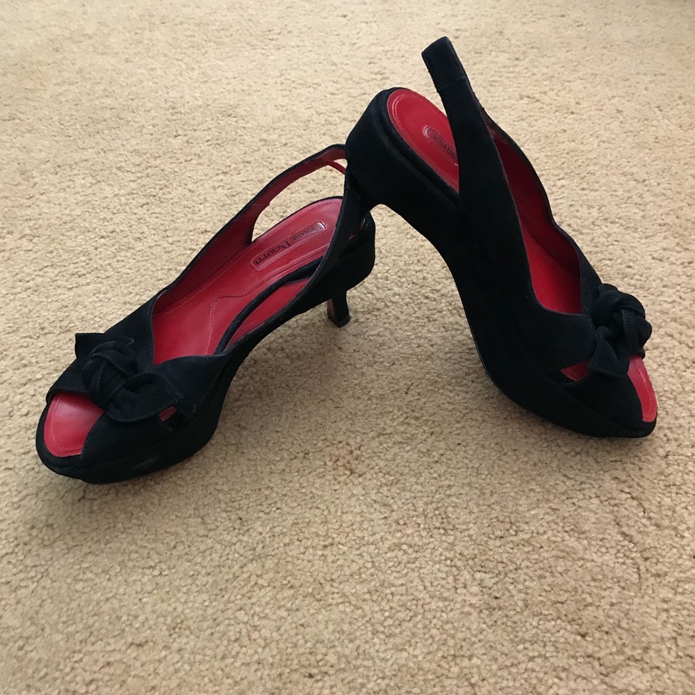 Cesare Paciotti black suede platform shoes